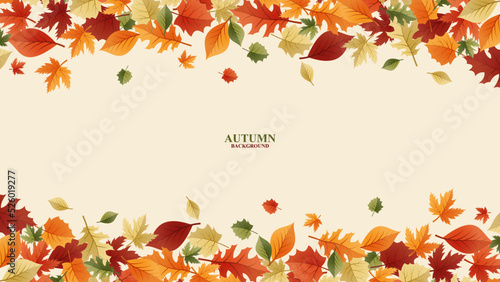 Autumn backgrounds with lots of leaves, thanksgiving template background vector, autumn concept
