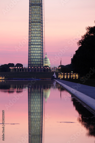 The obelisk or Washington Monument at sunrise, Washington D.C.,USA photo