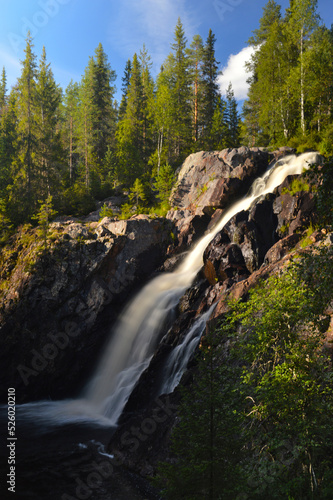 Hepok  ng  s Puolanka Finland. One of the highest wild waterfalls in Finland. After the rains  the water flows rapidly.