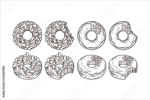 Set of Donuts Hand Drawn Illustration