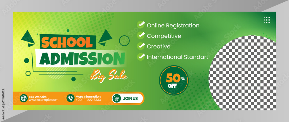 School admission baner or flyer template for social media layout