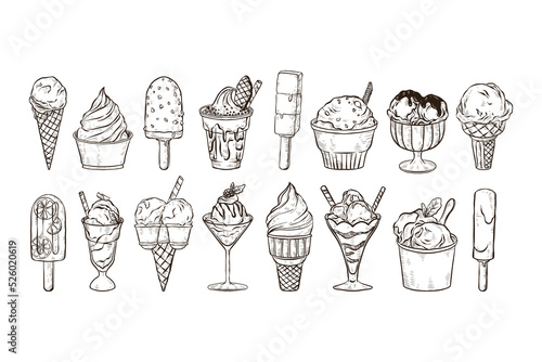 Set of Ice Cream Handdrawn Illustration