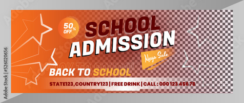 School Admission Baner with Star Ornaments