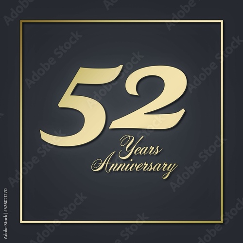 52 fifty-two Years anniversary design golden black. retro