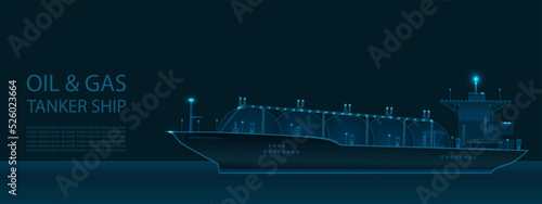 Oil tanker or gas carrier. Big ship designed to transport LPG (Liquefied petroleum gas)
