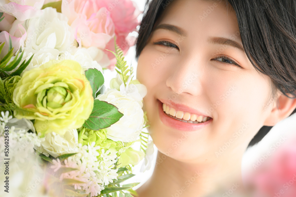 And for the main visual! Woman surrounded by beautiful flowers For weddings, etc. Front And for the main visual! Woman surrounded by beautiful flowers For weddings, etc. Front