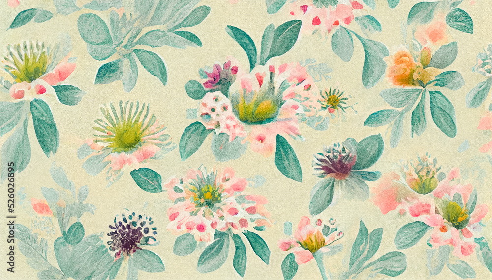 3D illustration Liberty Flower Pattern Floral Background Design For Fashion Wallpapers