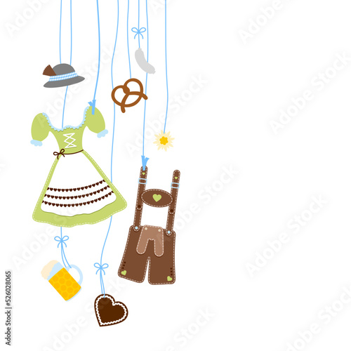 Links Hängende Oktoberfest Symbole Hut Grün Braun

