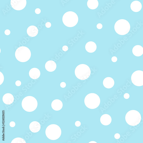 Seamless pattern white polka dots on blue background