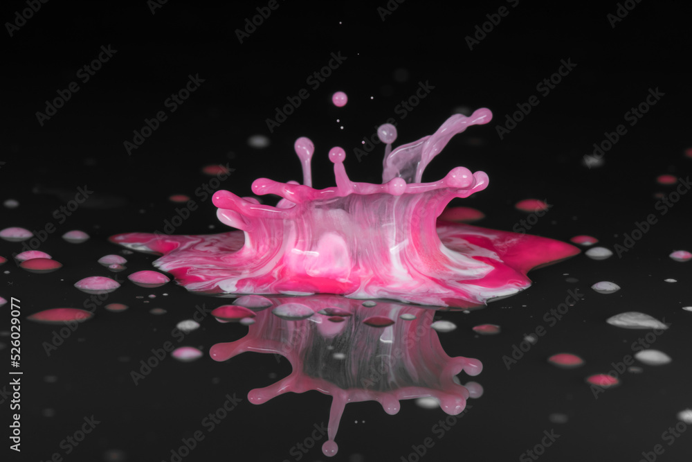 pink and white paint splat liquid abstract art