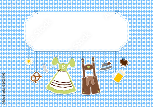 Hängende Icons Oktoberfest Grün Braun Schild Rautenmuster