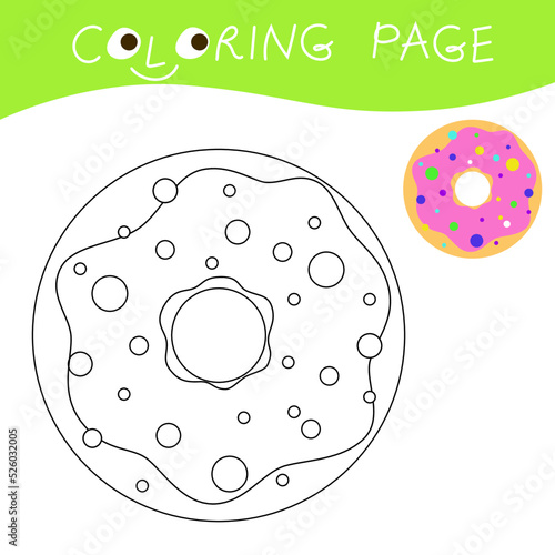 Set of cartoon colorful donuts on the white background