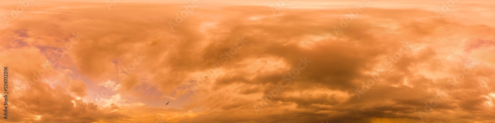 Golden glowing red orange overcast sunset sky panorama. Hdr seamless spherical equirectangular 360 panorama. Sky dome or zenith for 3D visualization and sky replacement for aerial drone 360 panoramas. Golden glowing red orange overcast sunset sky panorama. Hdr seamless spherical equirectangular 360 panorama. Sky dome or zenith for 3D visualization and sky replacement for aerial drone 360 panoramas.
