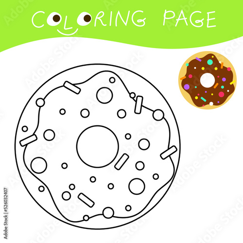 Set of cartoon colorful donuts on the white background