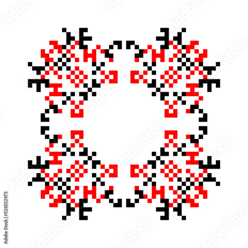 Traditional Ukrainian knitted embroidery art, ethnic mandala ornament vyshyvanka