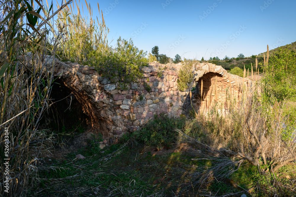 Ruinas de un puente antiguo de piedra sobre el río Palancia, en la provincia de Valencia. Comunidad Valenciana. España. Europa Ruinas de un puente antiguo de piedra sobre el río Palancia, en la provincia de Valencia. Comunidad Valenciana. España. Europa