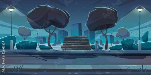 Night City Park Illustration