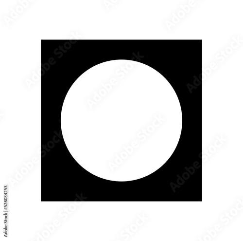 White circle icon on the black background