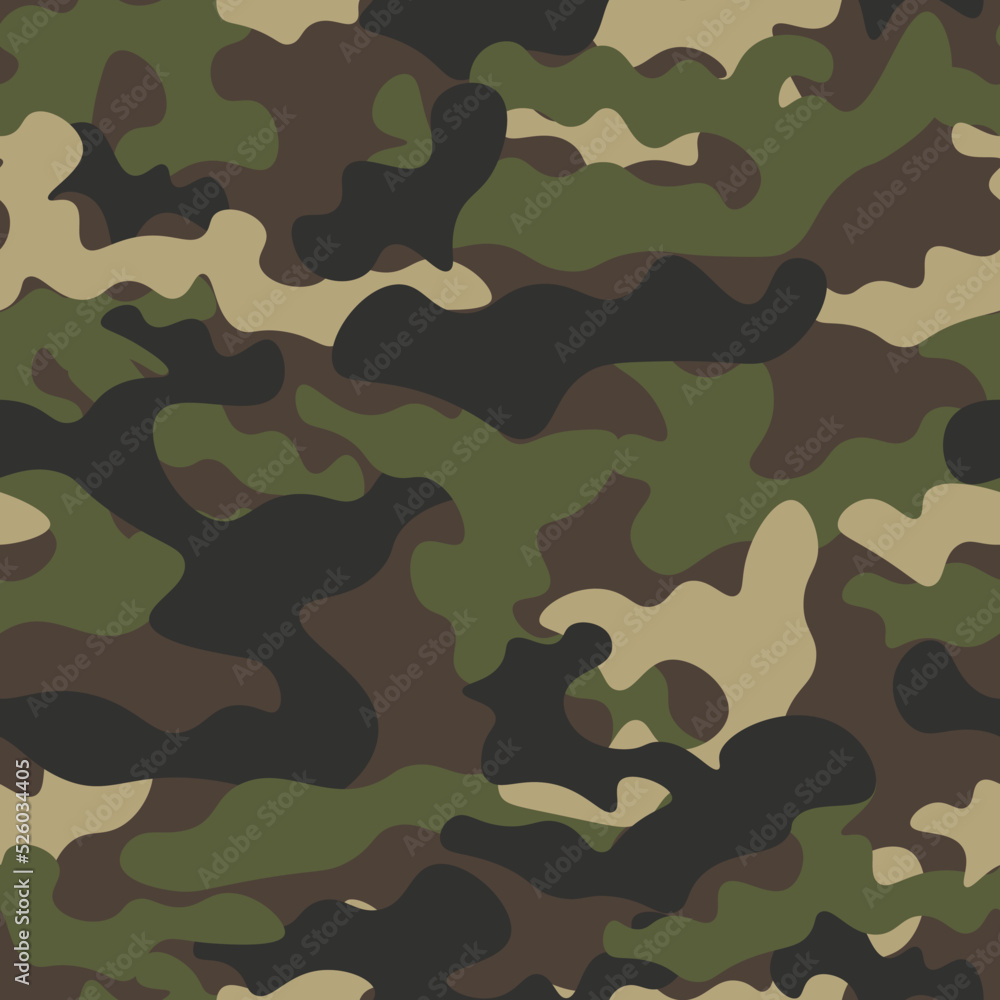 Fototapeta premium Camouflage texture seamless pattern. Abstract modern military camo background for fabric and fashion textile print. Vector illustration.