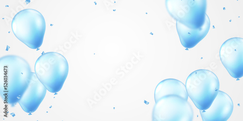 Celebrate with blue balloons with confetti for festive decorations vector illustration.