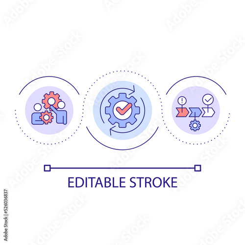 Long term process management loop concept icon. Business operations. Crisis recovery. Teamwork abstract idea thin line illustration. Isolated outline drawing. Editable stroke. Arial font used