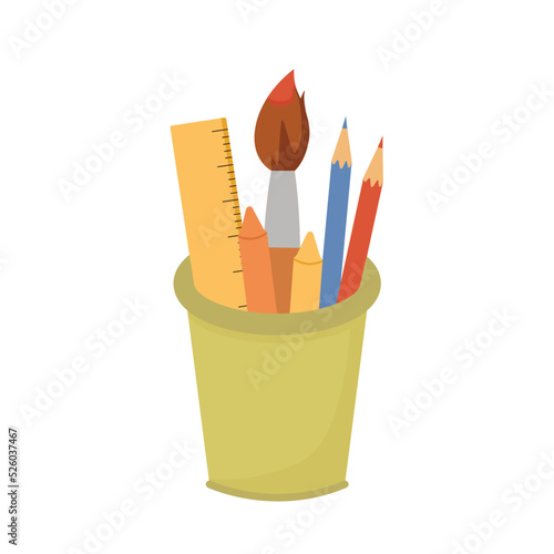 Set of school supplies composition. Back to school concept.Vector illustration cartoon flat style