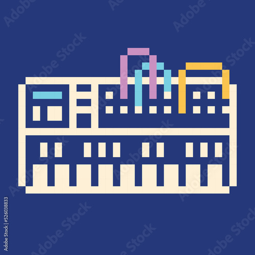 Semi modular Synthesizer. Vector Pixel art illustration