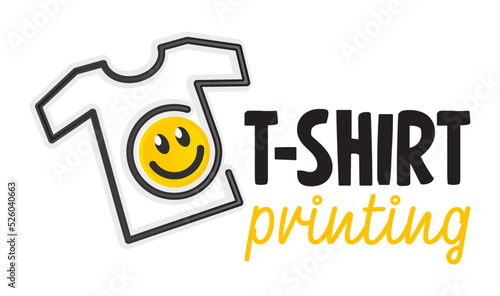 Abstract modern colored vector logo template of t-shirt printing. For typography, print, corporate identity, workshop, branding, factory, serigraphy, isolated on white  background.