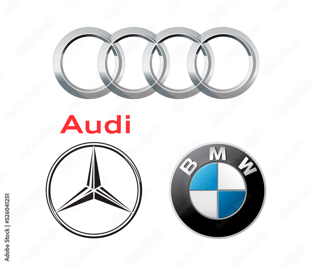 Vecteur Stock German cars logo company set: BMW, Audi, Mercedes