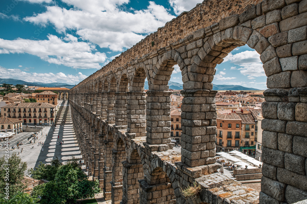 The famous Roman aqueduct of Segovia, Castile and Leon, Spain