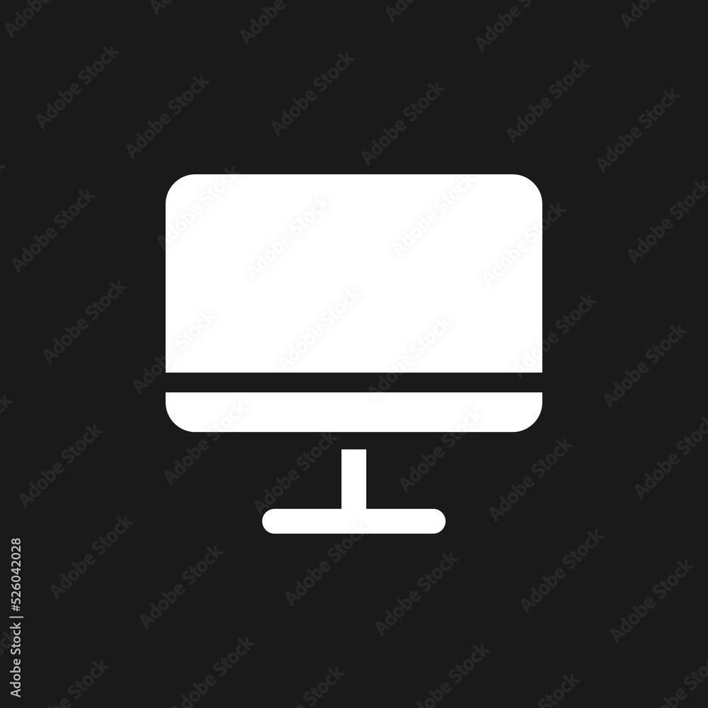 TV display dark mode glyph ui icon. Television. Electronics store. User interface design. White silhouette symbol on black space. Solid pictogram for web, mobile. Vector isolated illustration TV display dark mode glyph ui icon. Television. Electronics store. User interface design. White silhouette symbol on black space. Solid pictogram for web, mobile. Vector isolated illustration