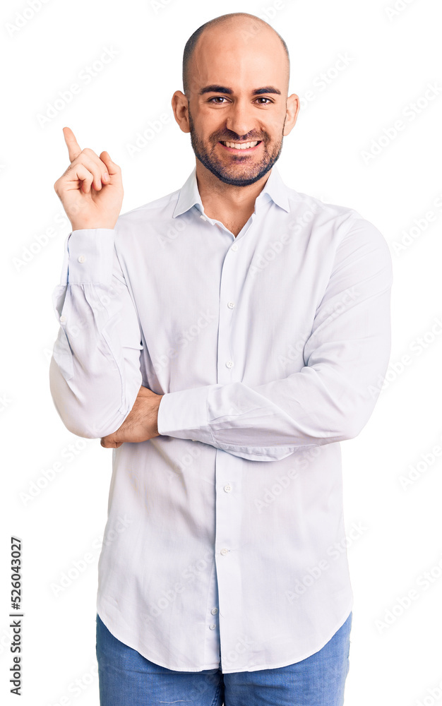 Young handsome man wearing elegant shirt smiling happy pointing with hand and finger to the side Young handsome man wearing elegant shirt smiling happy pointing with hand and finger to the side