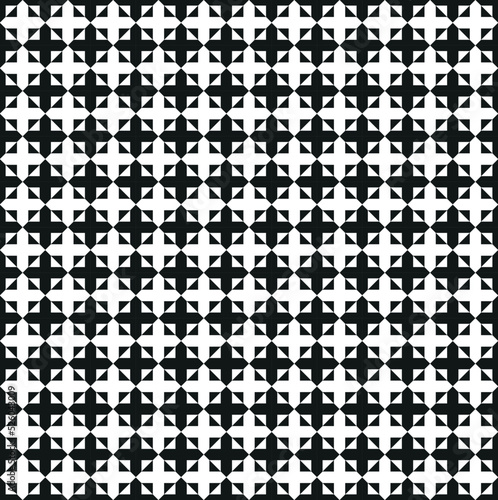 Seamless monochrome geometric pattern of squares forming crosses 