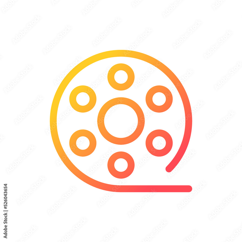 Film reel pixel perfect gradient linear ui icon. Motion pictures. Recorded strip. Online marketplace. Line color user interface symbol. Modern style pictogram. Vector isolated outline illustration Film reel pixel perfect gradient linear ui icon. Motion pictures. Recorded strip. Online marketplace. Line color user interface symbol. Modern style pictogram. Vector isolated outline illustration