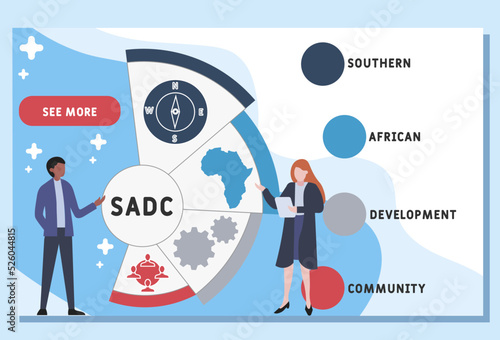 SADC -  southern african development community  acronym. business concept background. vector illustration concept with keywords and icons. lettering illustration with icons for web banner, flye