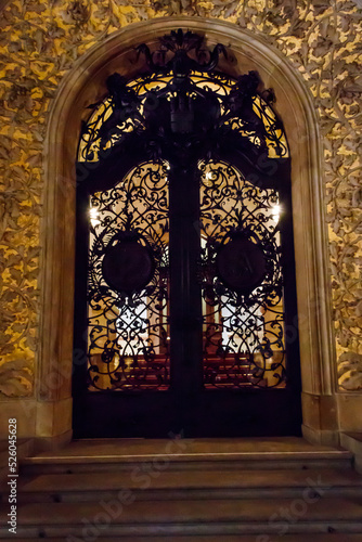 Beautiful antique door inside Hamburg city hall or Rathaus in Hamburg, Germany