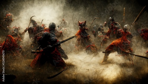 Fotografering illustration of a battlefield with demons