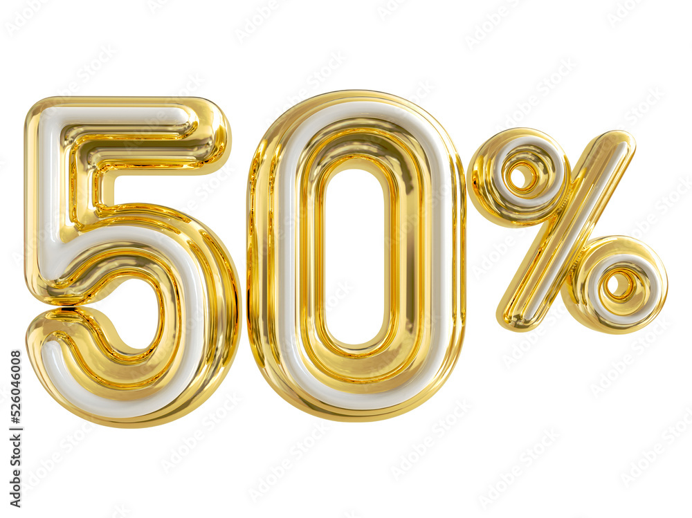 50 percent off sale number gold 3d