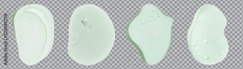 Clear green cosmetic liquid swatch isolated on transparent background . skin gel stroke swatch .