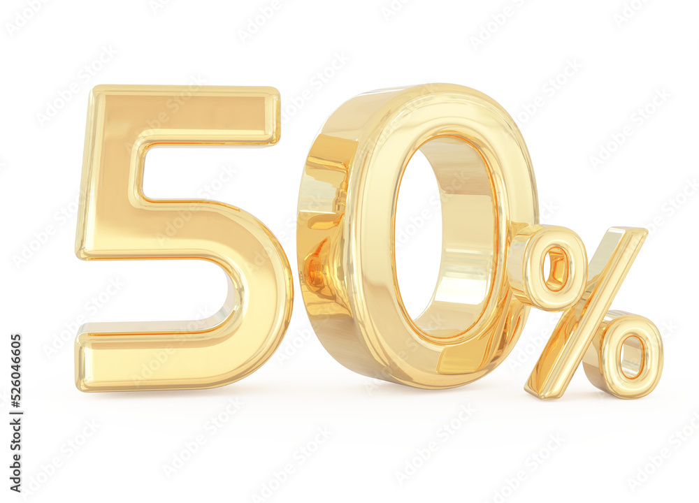50 percent off sale number gold 3d 50 percent off sale number gold 3d