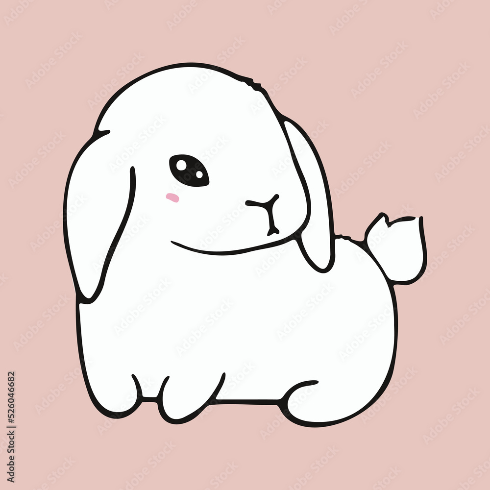 Cute white rabbit on pink background Cute white rabbit on pink background