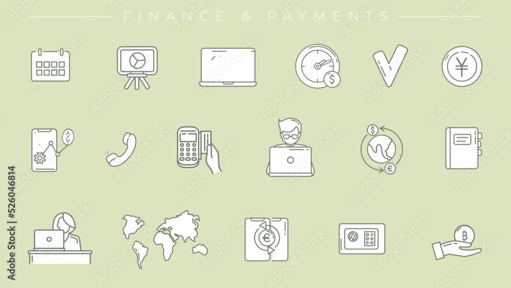 Set of Finance and Payments line icons on the alpha channel. Set of Finance and Payments line icons on the alpha channel.