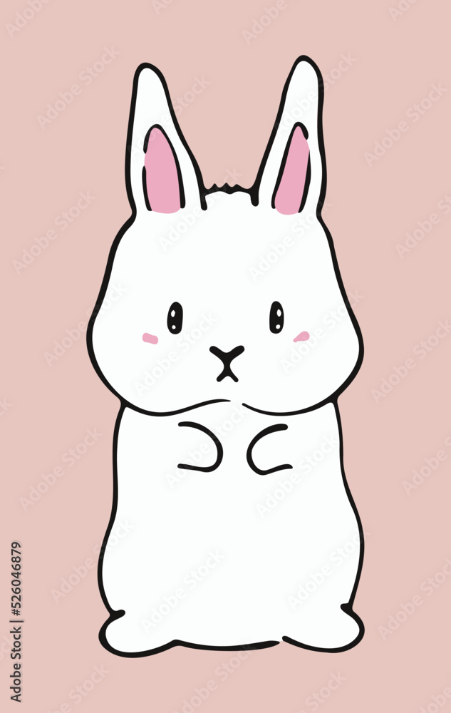 Obraz premium Cute white rabbit on pink background