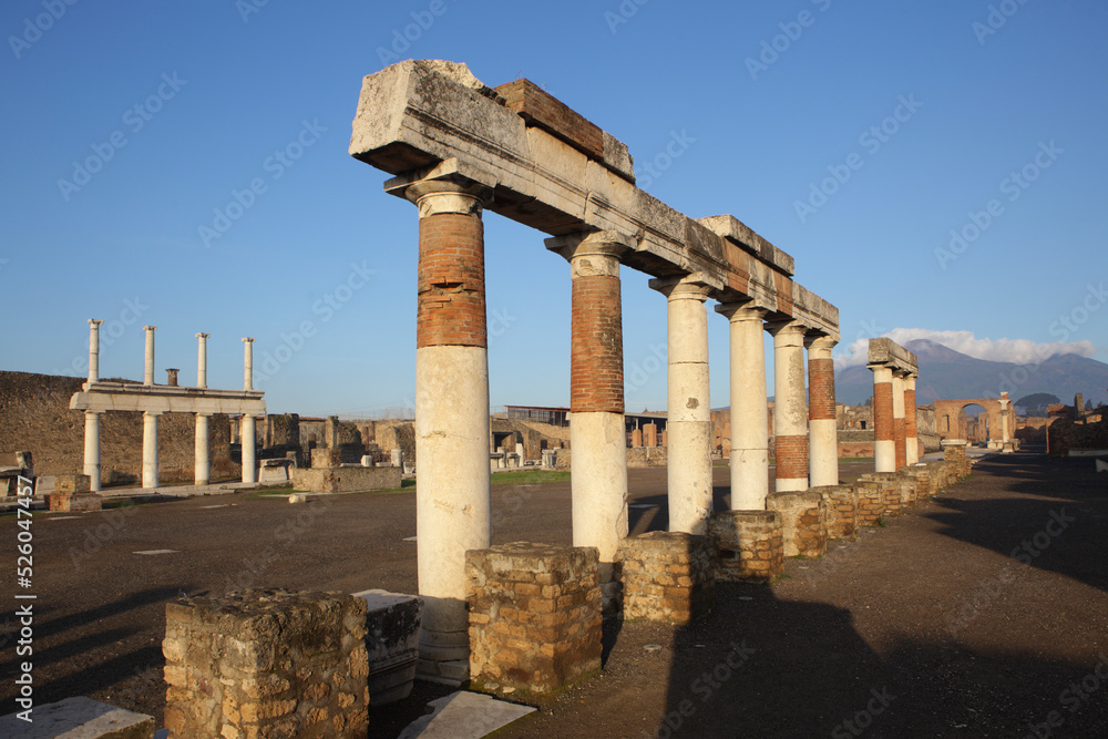 Fototapeta premium Columns at The Forum in Pompeii,Naples, Italy