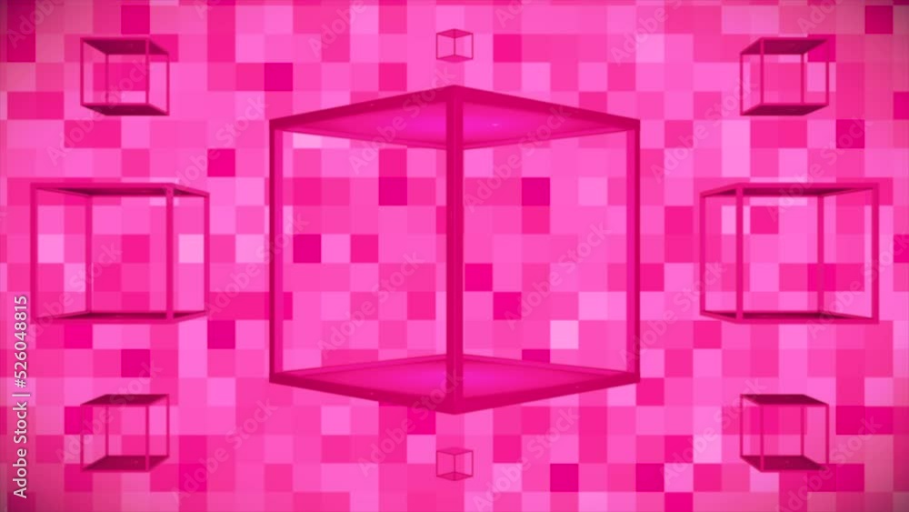 Broadcast Floating Spinning Hi-Tech Hollow Cubes, Magenta, Events, 3D, Loopable, 4K Broadcast Floating Spinning Hi-Tech Hollow Cubes, Magenta, Events, 3D, Loopable, 4K