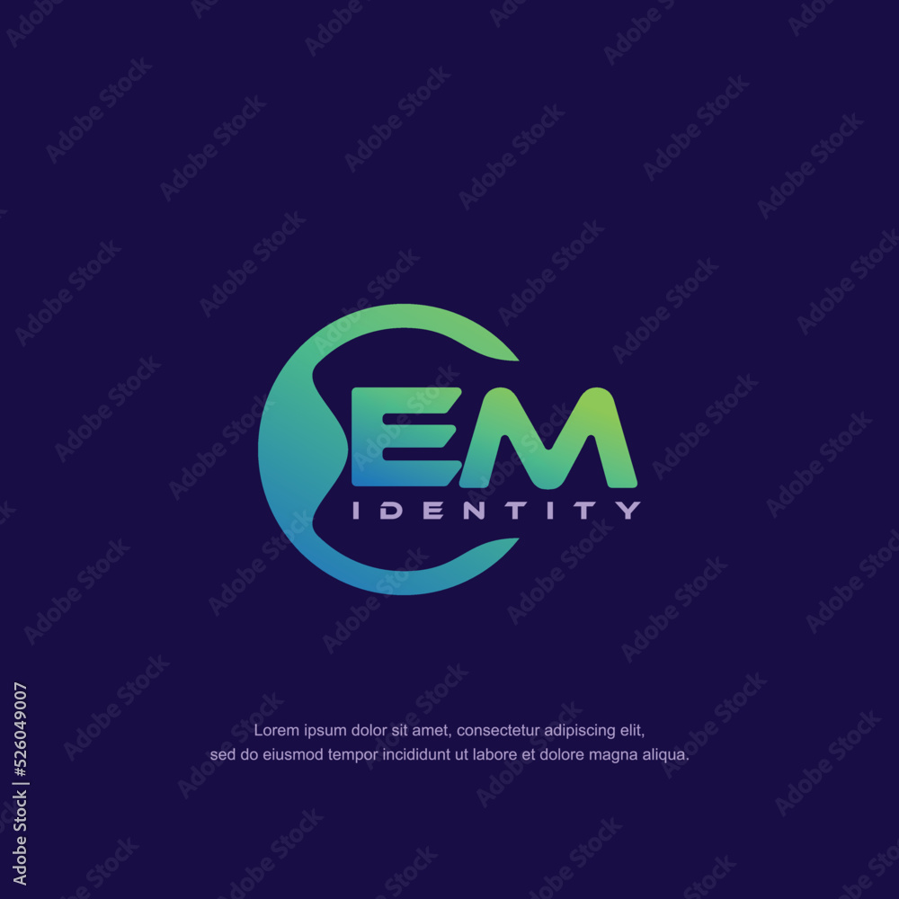 EM Initial letter circular line logo template vector with gradient ...