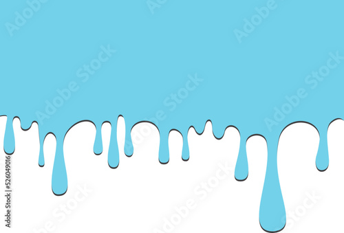 Écoulement d'un liquide formant des gouttelettes d'eau de peinture ou d'encre. Couleur facile à modifier. Illustration vectorielle