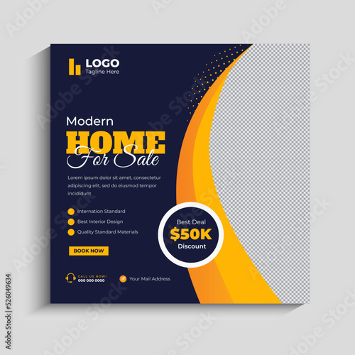 Real estate social media post web banner template design