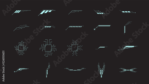 Abstract digital technology UI/UX Futuristic HUD, FUI, Virtual Interface. Tech elements vector illustration.