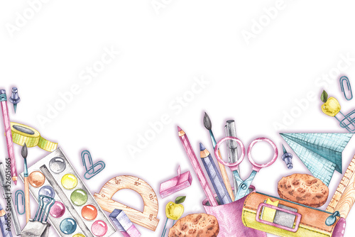 Watercolor background back to school